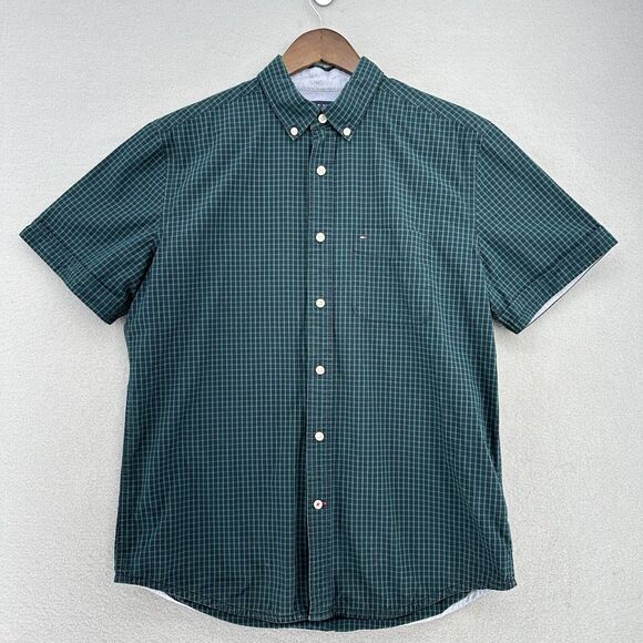 2016 Tommy Hilfiger Classic Fit Button‎ Up Black Watch Plaid Shirt MED Roll Cuff - Picture 1 of 10